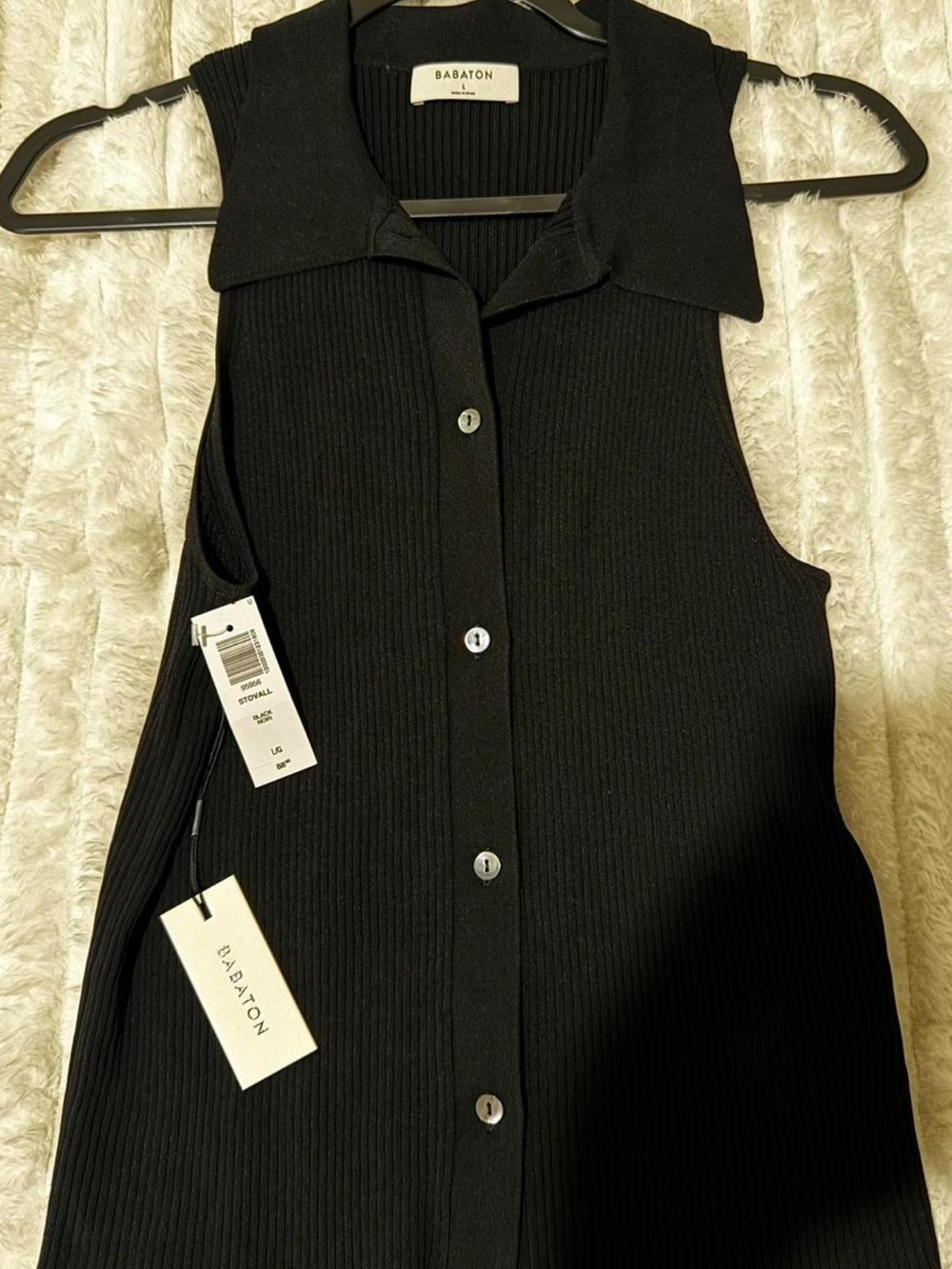 Babaton Stovall Collar Vest Sleeveless Knit Top Size L